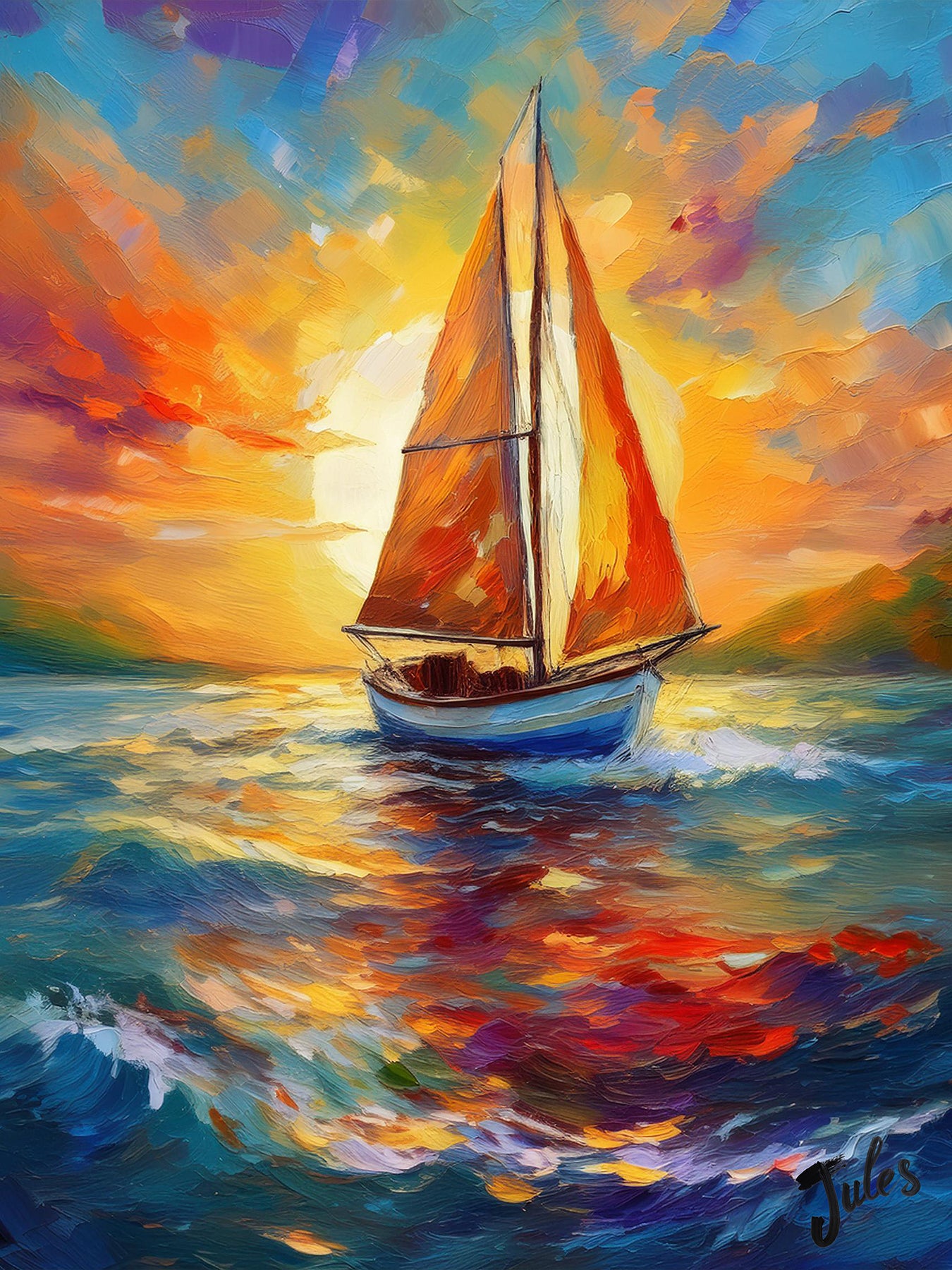 Digital Download - Sailing Away – Stunning Sunset on the Open ocean