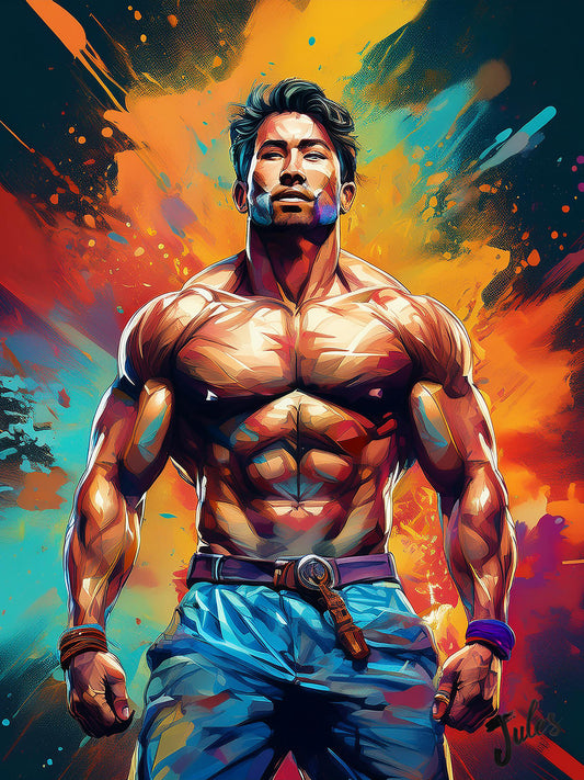 Téléchargement numérique - Bodybuilder moderne et coloré
